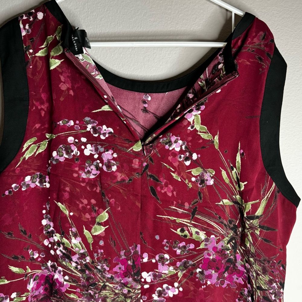 New Investments II Burgundy Maroon Multicolor Floral Sleeveless Lined Blouse 1X - Picture 3 of 9